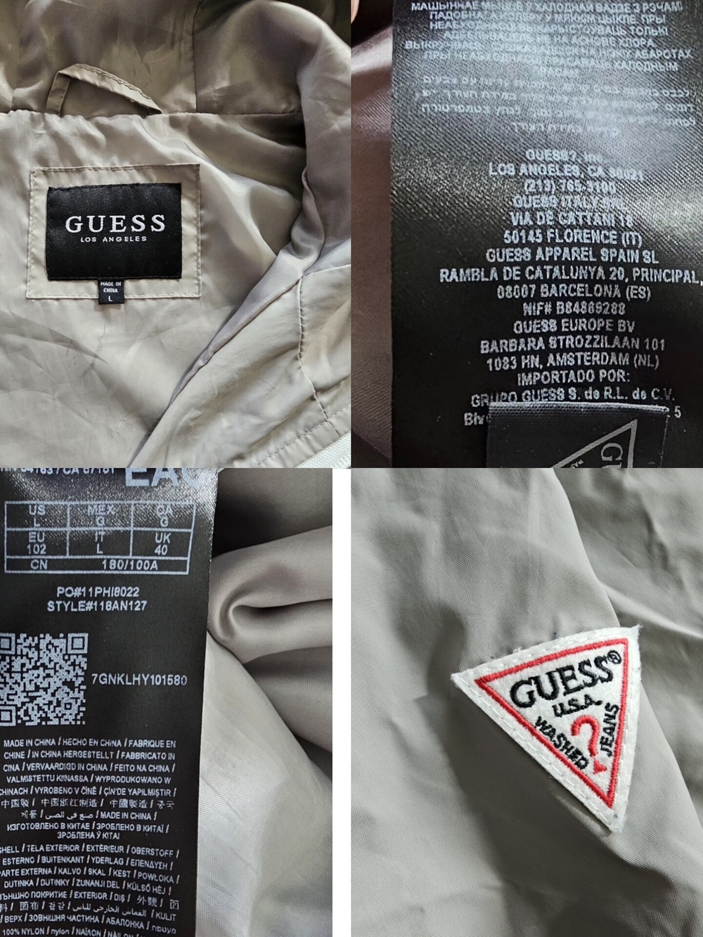 GUESS Color Block Windbreaker Jacket - Gray Navy Hoodie L - Picture 8 of 10